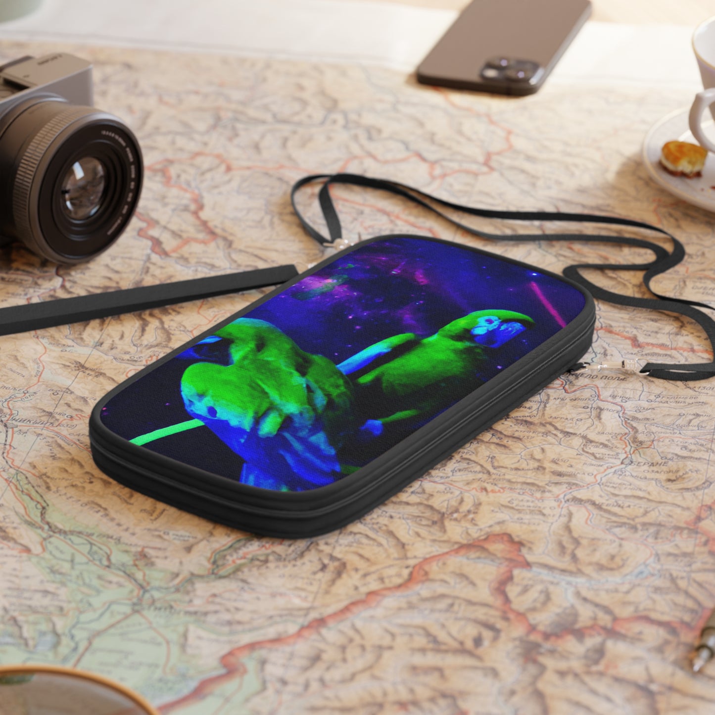 Passport Wallet – Perfect for Travelers & Adventurers / Galactic Parrots