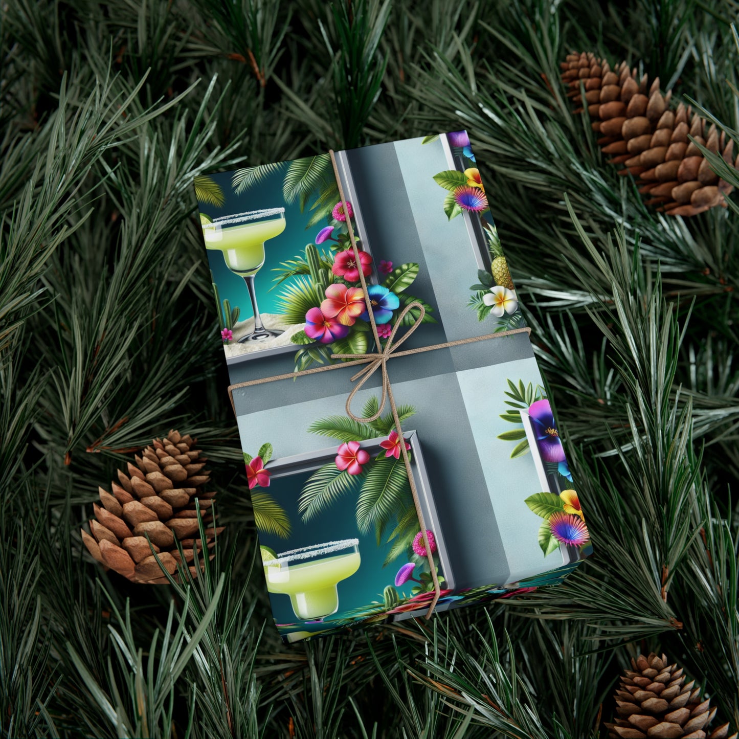 Wrapping Paper - Tropical Gift Wrap for All Occasions / 3 Sizes, 2 Finishes / Tropical Margarita