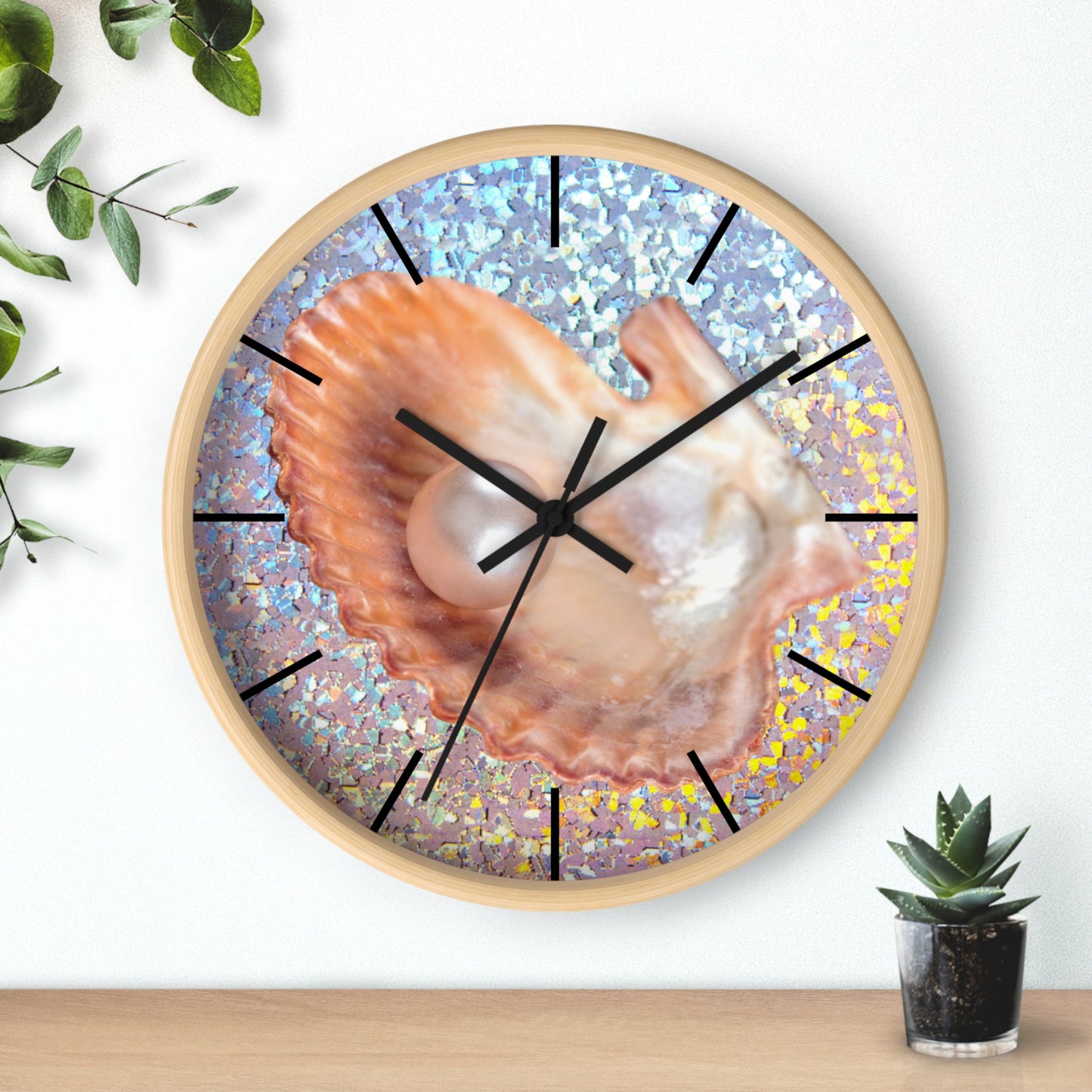 Wall Clock, Disco Peach Pearl Oyster, Hands/Base Variants