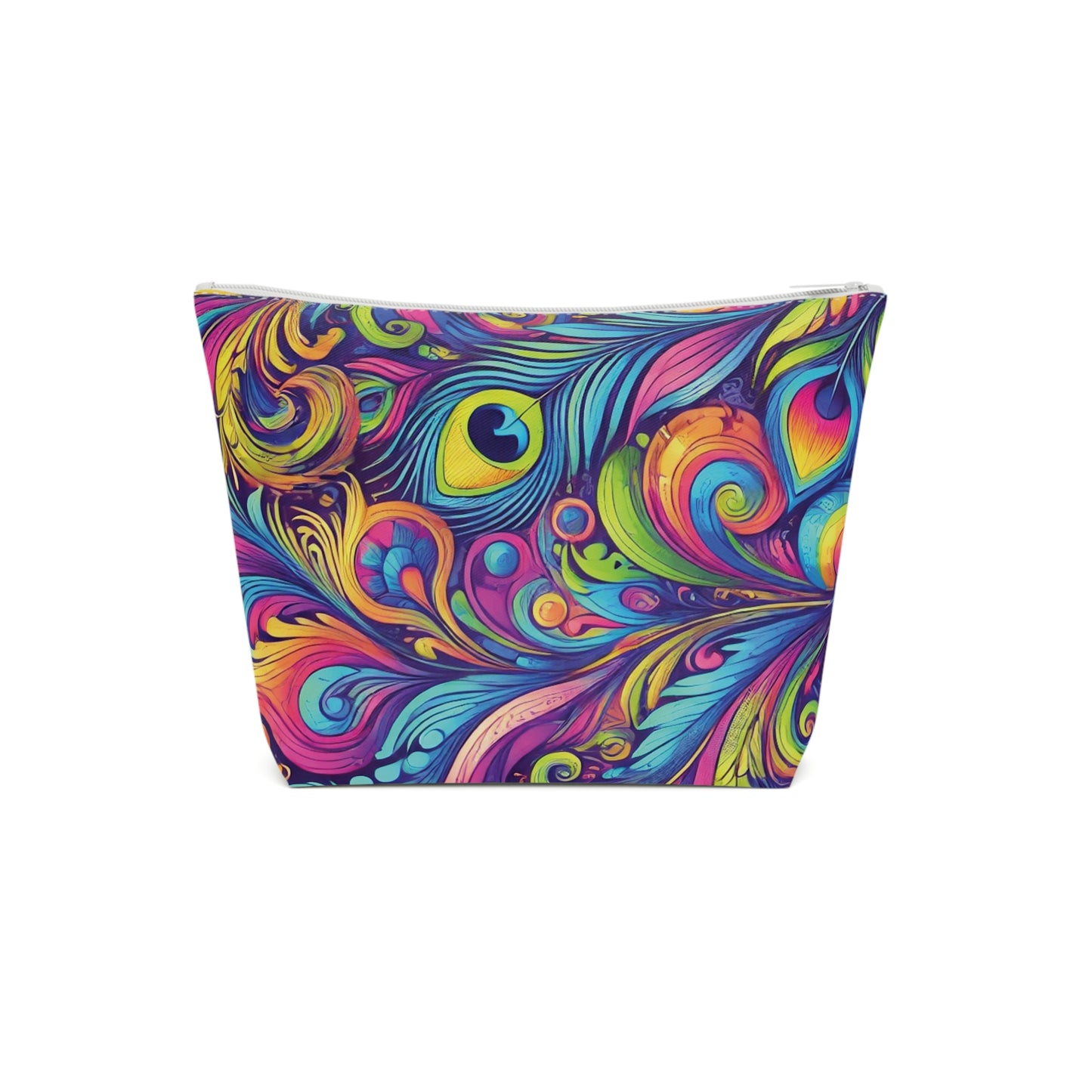 Tropical Cotton Cosmetic Bag, Makeup Pouch, 5 Sizes / Feather Currents