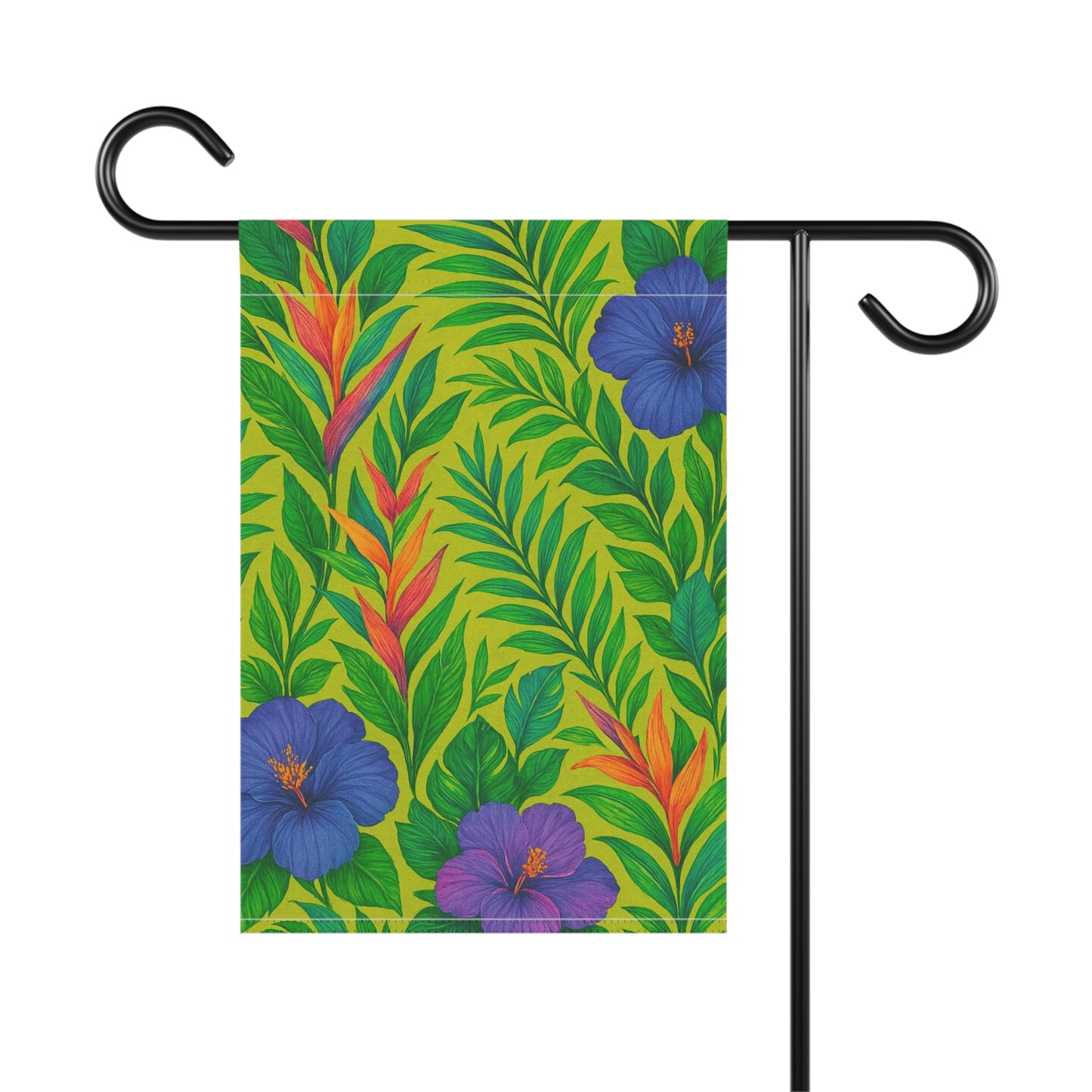 Tropical Garden Flag - Perfect for Outdoor Decor / Midnight Flower, Lime