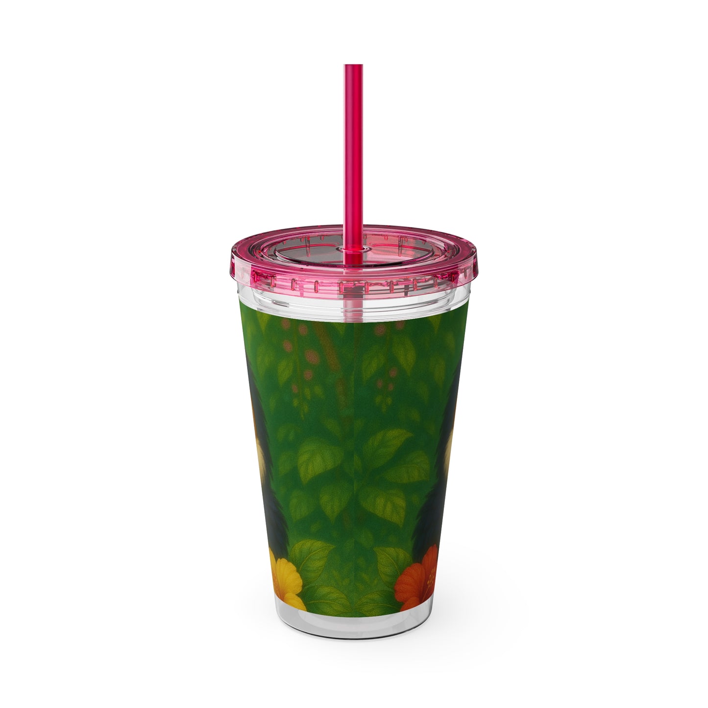 Tropical Tumbler with Straw | 16oz Colorful Travel Cup / Baby Toucans