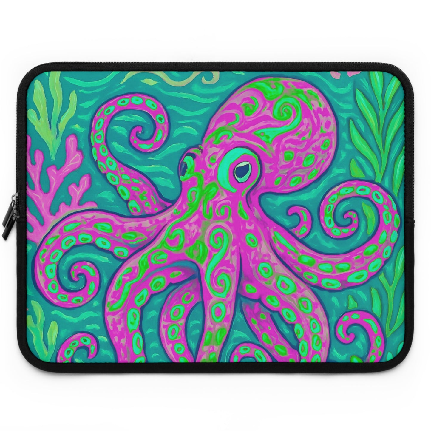 Tropical Laptop Sleeve, 5 Sizes - Perfect for Beach Lovers & Students / Octopus Kraken Joe, Purple