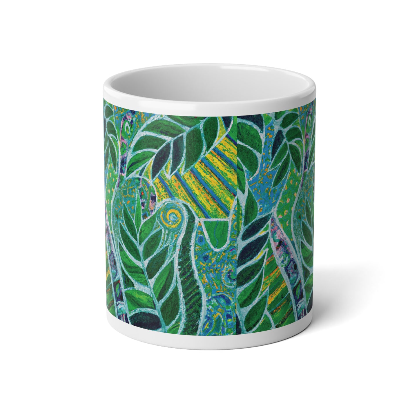 Jumbo Mug, 20oz, Amazon Whimsy Green | Tropical Coffee Cup