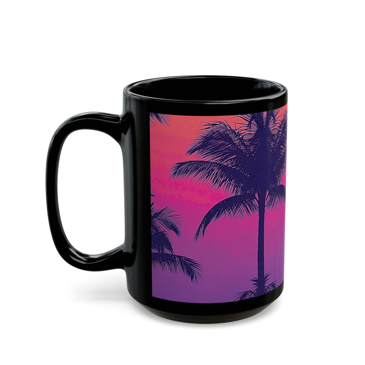 Black Coffee Mug - Palm Glow, Heatwave