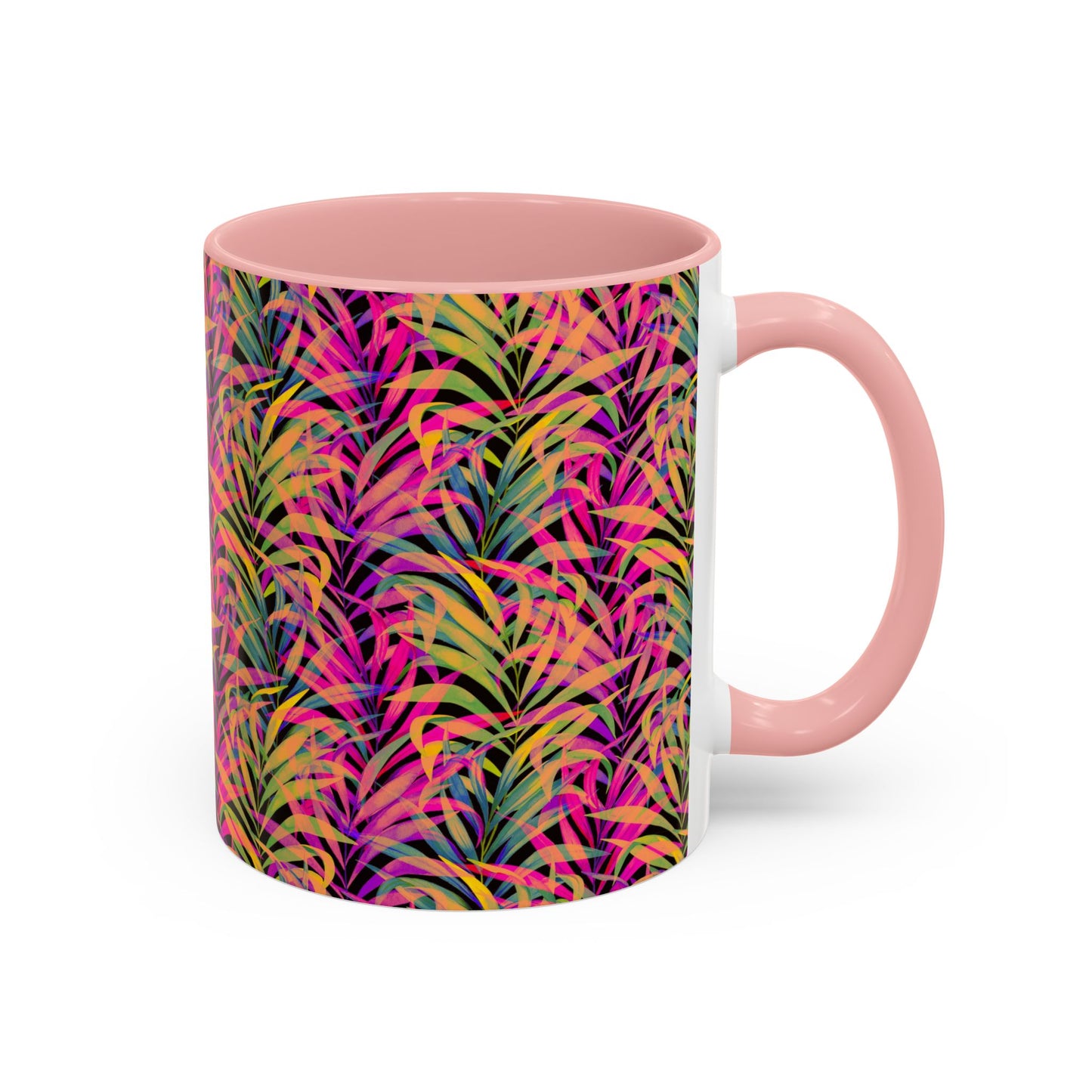 Accent Coffee Mug (11, 15oz), Rainbow Fronds / Various Colors