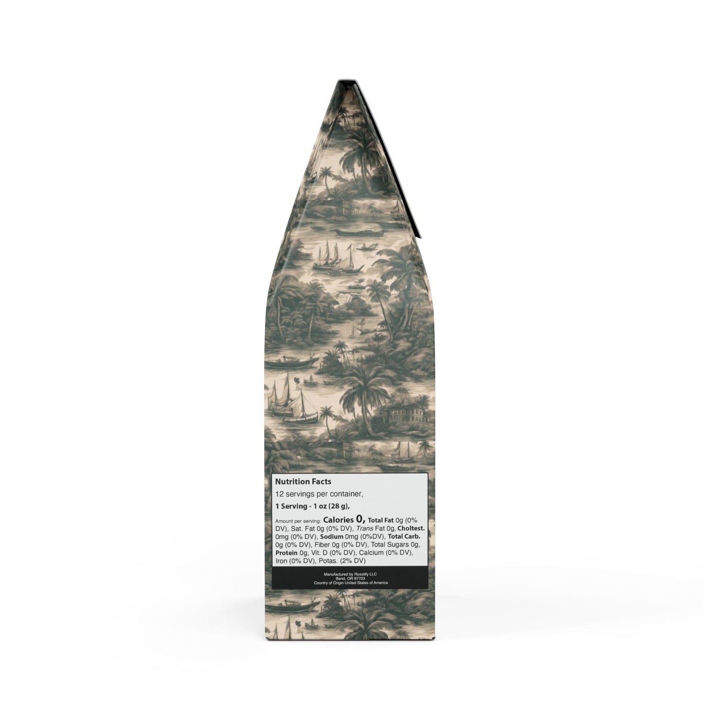 Black Coral Blend™ (Dark French Roast) Specialty Grade Craft Coffee / Tropical Toile, Soft Black