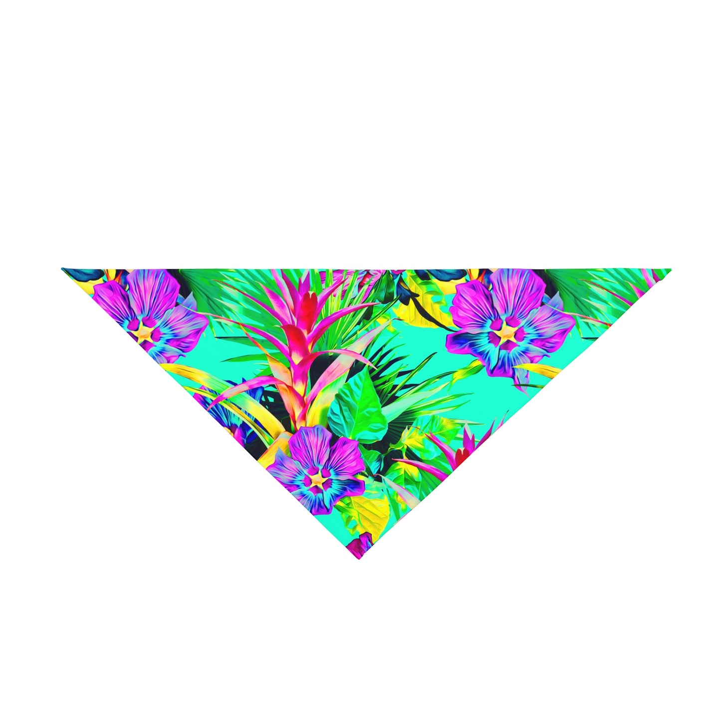 Turquoise Plant Palooza Tropical Pet Bandana, 2 Sizes - Stylish accessory for dogs & cats