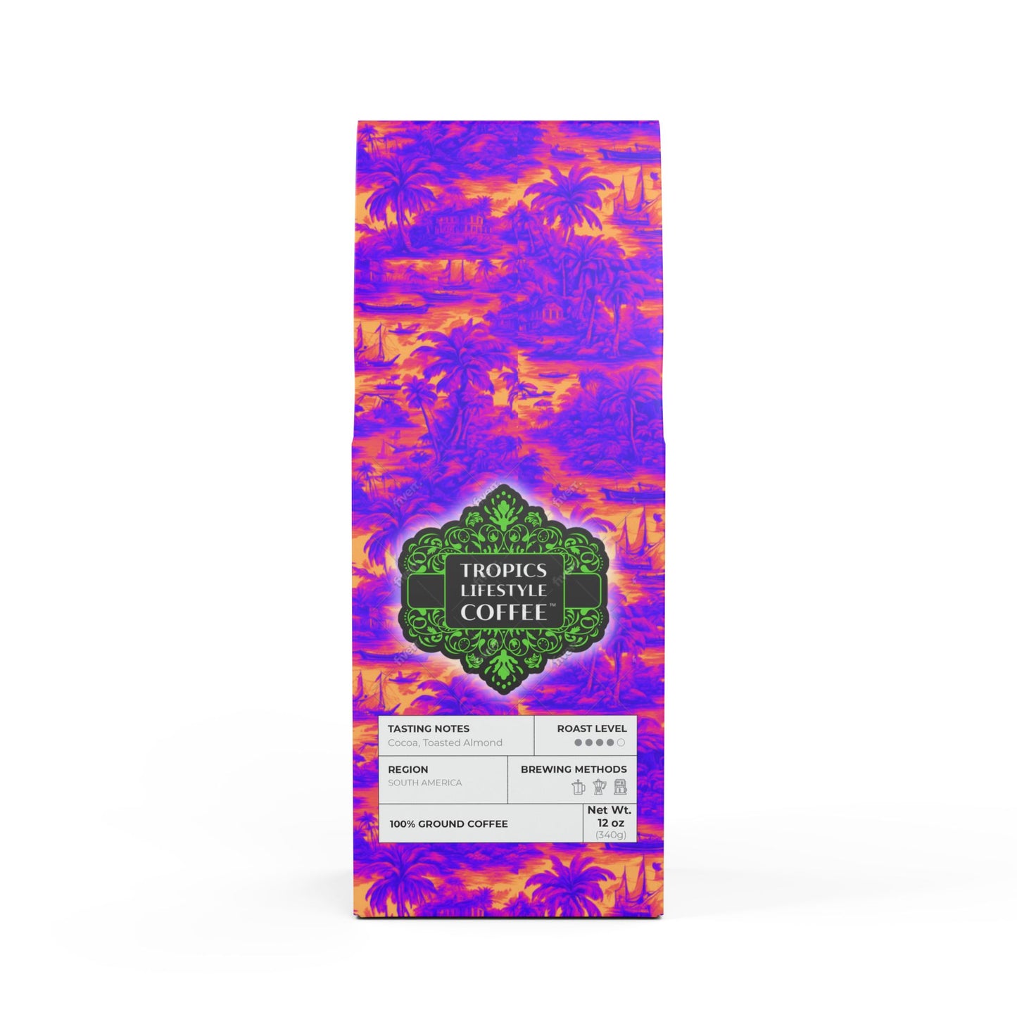 Midnight Surf Blend™ (Medium-Dark Roast) Specialty Grade Craft Coffee / Crazy Cool Tropical Toile