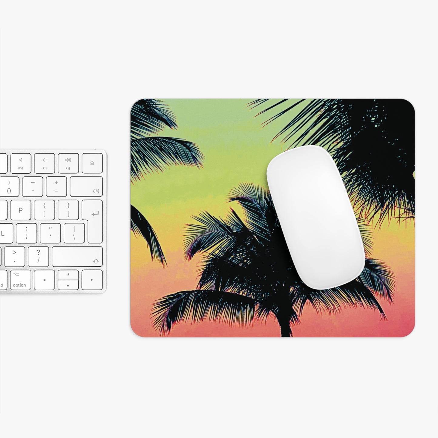 Coastal Mouse Pad, 2 Shapes - Beach Vibes for Home Office & Gamer / Palm Glow, Sangria