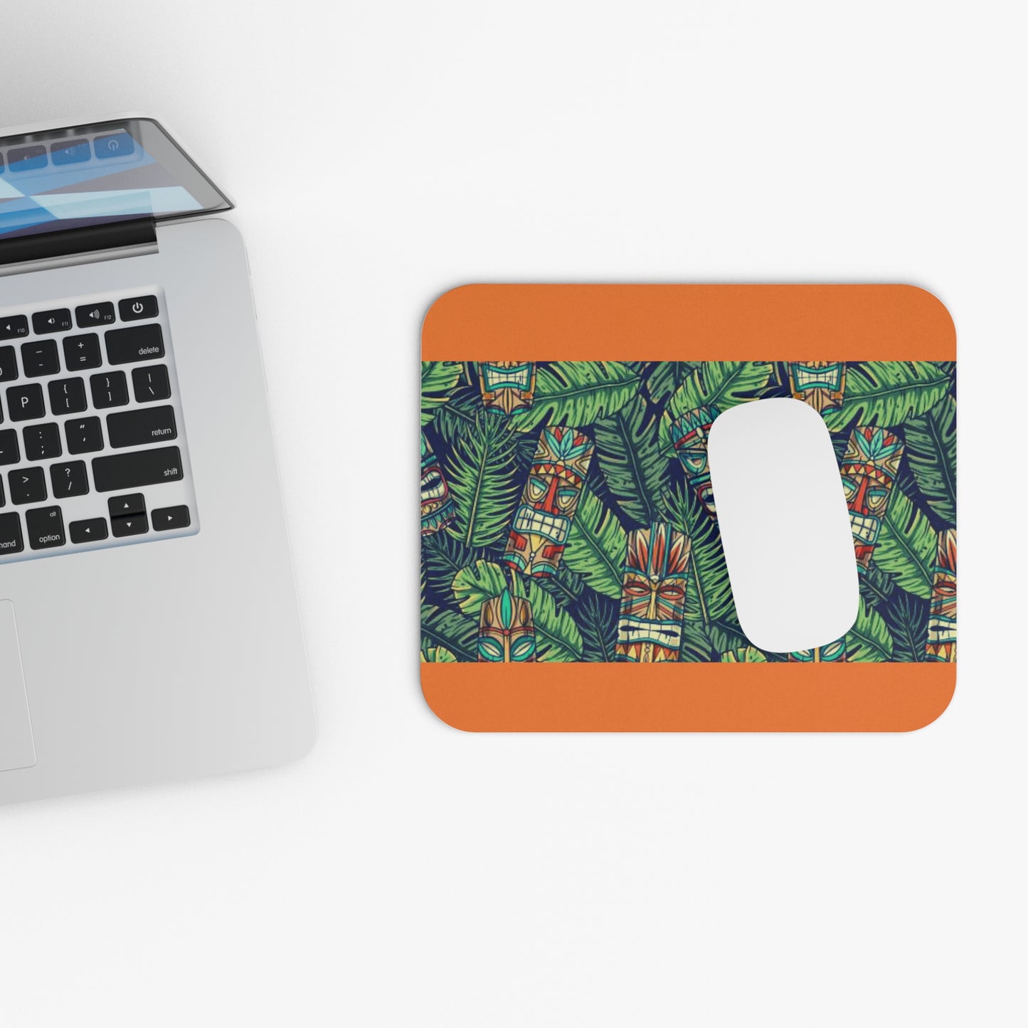 Mouse Pad (Rectangle) - Tiki Greenery, Orange