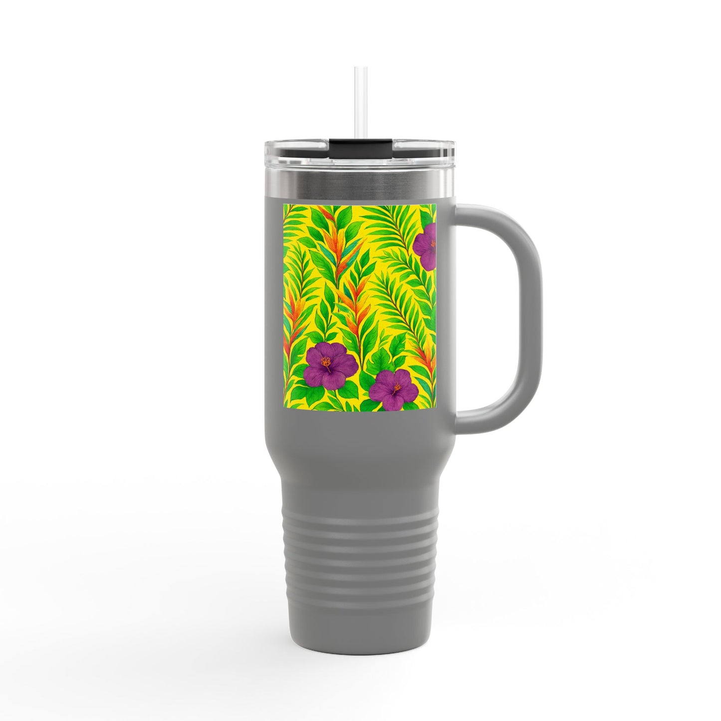 Midnight Flower Yellow Insulated Travel Mug - 40oz - Perfect for Outdoor Adventures