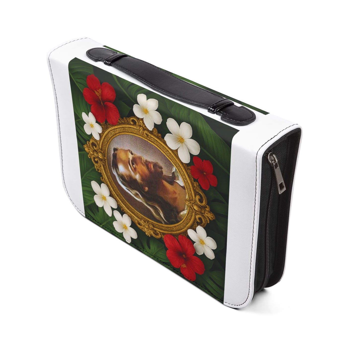 Tropical Jesus Bible Cover, White / Floral Bible Cover Protector, Christian Church Accessories