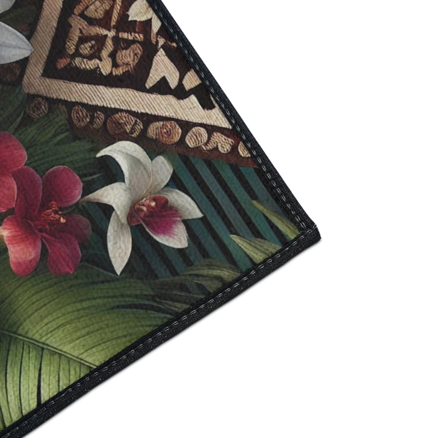 Heavy Duty Floor Mat, 5 Sizes – Tropical Area Rug for Home Décor / Tiki Orchids