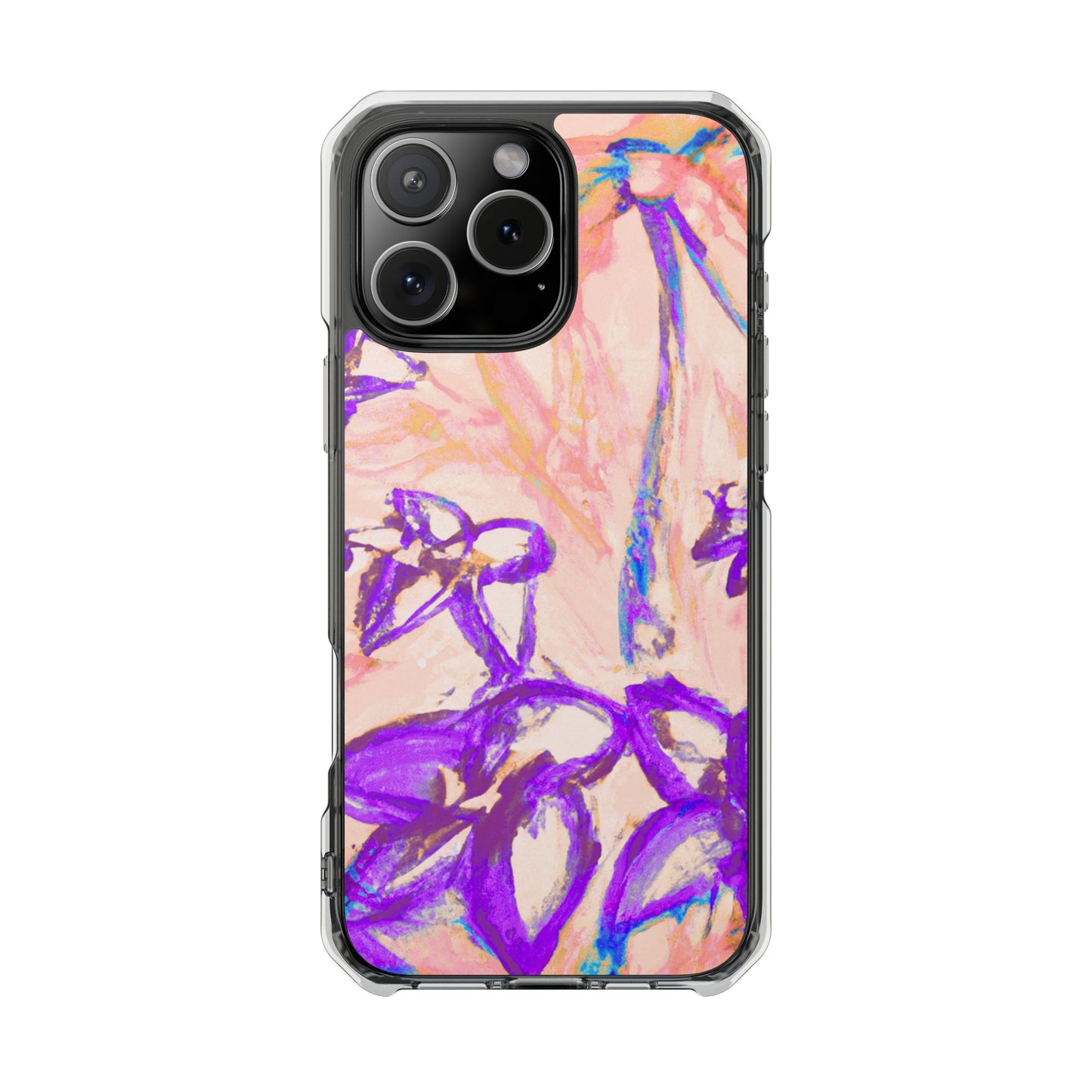 Tropical Doodles/Peach Magnetic Clear Phone Case, Many Models