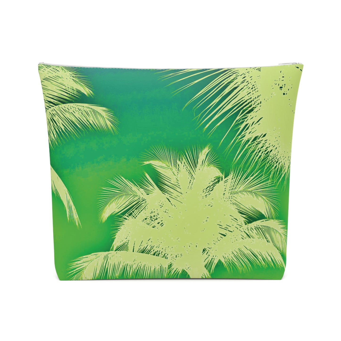 Tropical Cotton Cosmetic Bag, Makeup Pouch, 5 Sizes / Palm Glow, Green