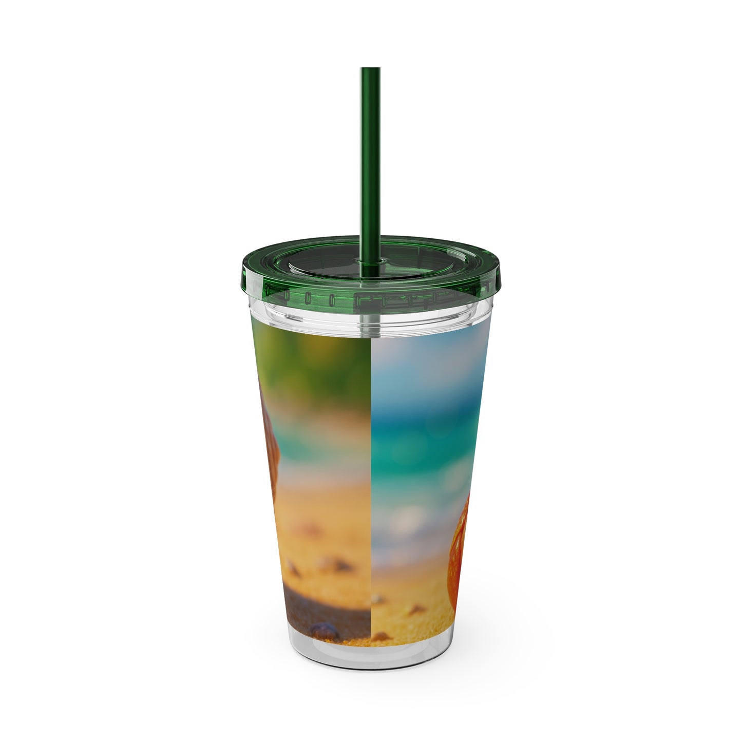 Tropical Tumbler with Straw | 16oz Colorful Travel Cup / Baby Hermit Crab