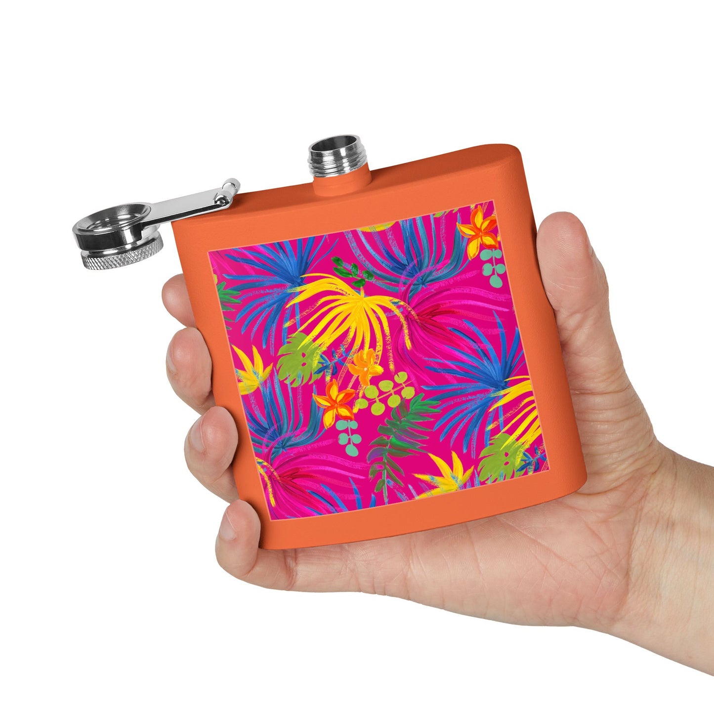 Tropical Stainless Steel 6 oz. Flask, Many Colors  – Exotic Flora