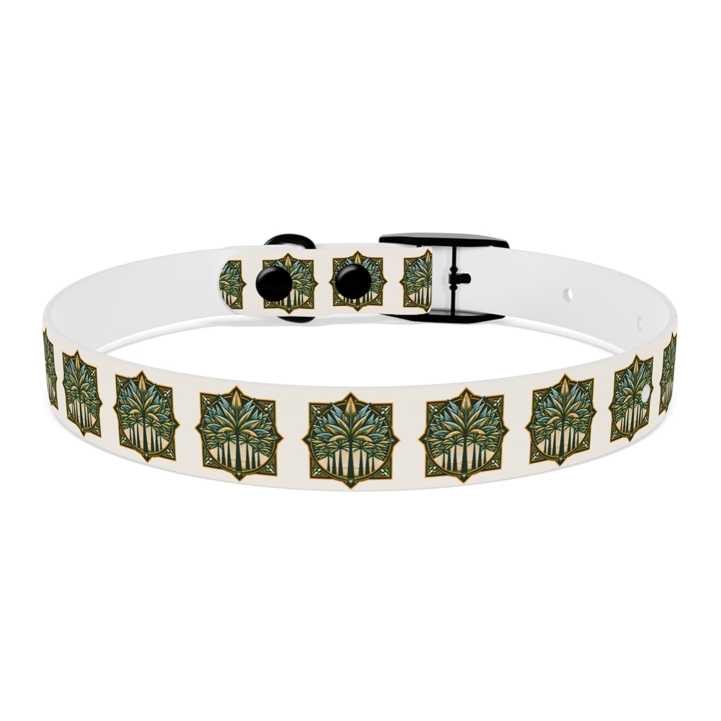 Dog Collar - Deco Palm Trees, Green/Brown