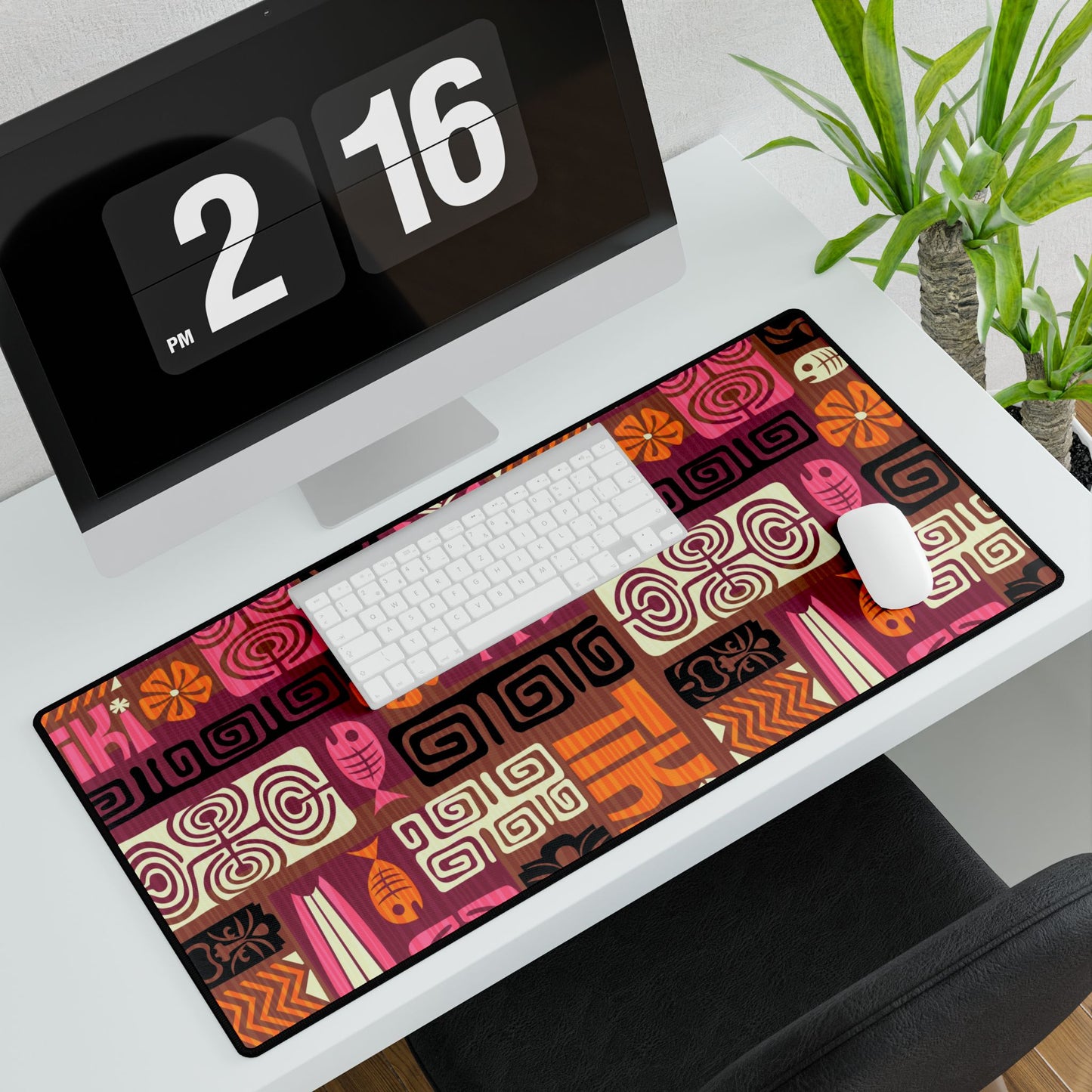 Desk Mats, Tiki Poster Pink/Orange