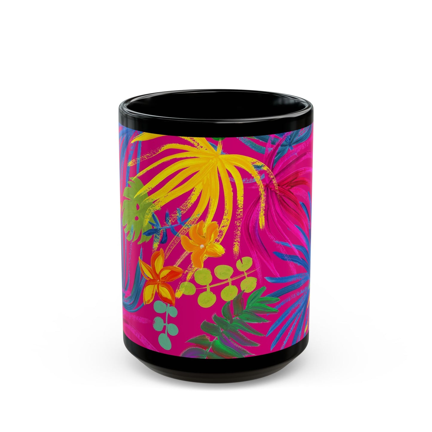 Black Coffee Mug - Exotic Flora