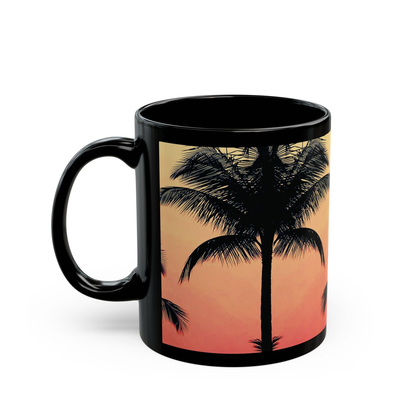 Black Coffee Mug - Palm Glow Orange