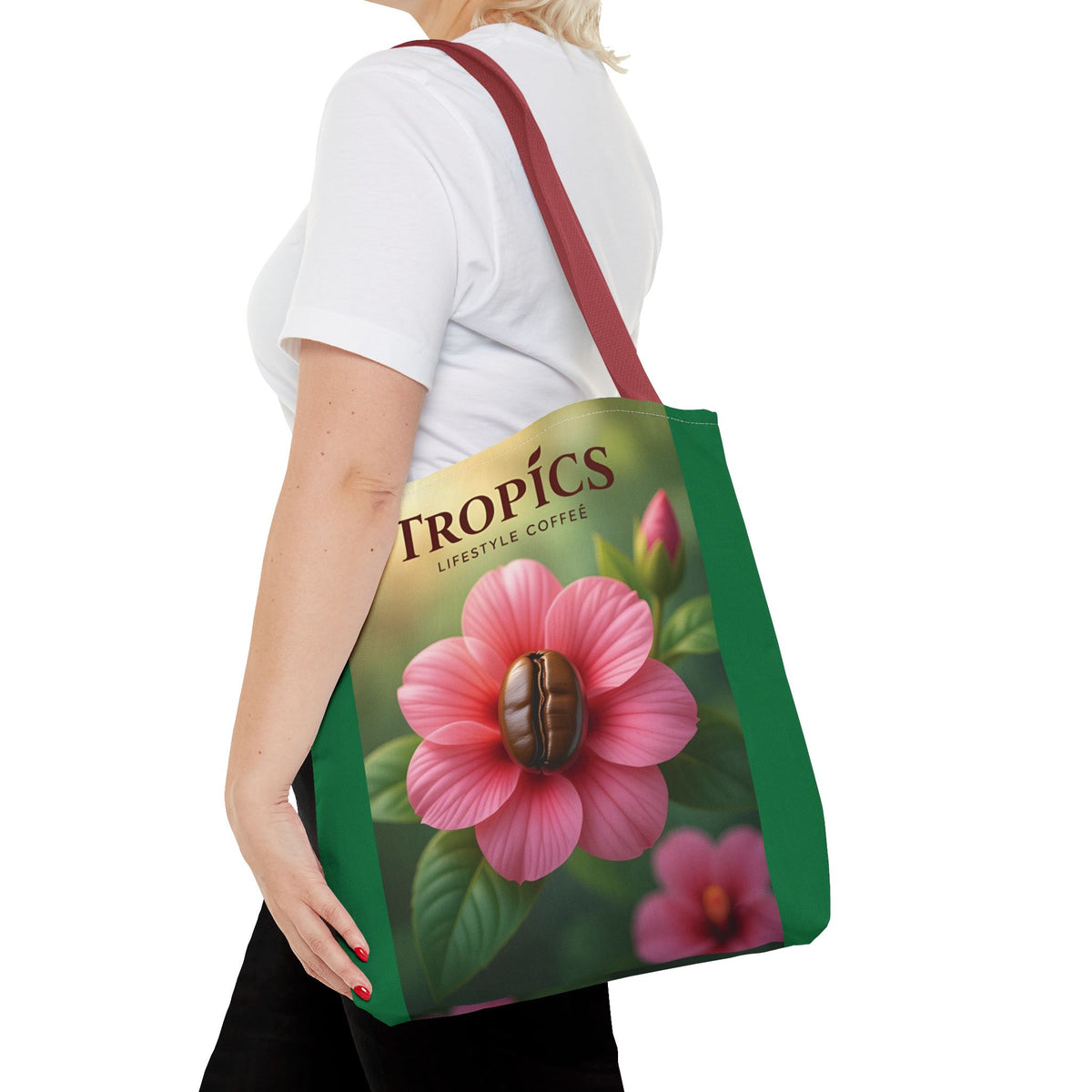 Pink Flower/Green TLCoffee Tote Bag - 3 Sizes