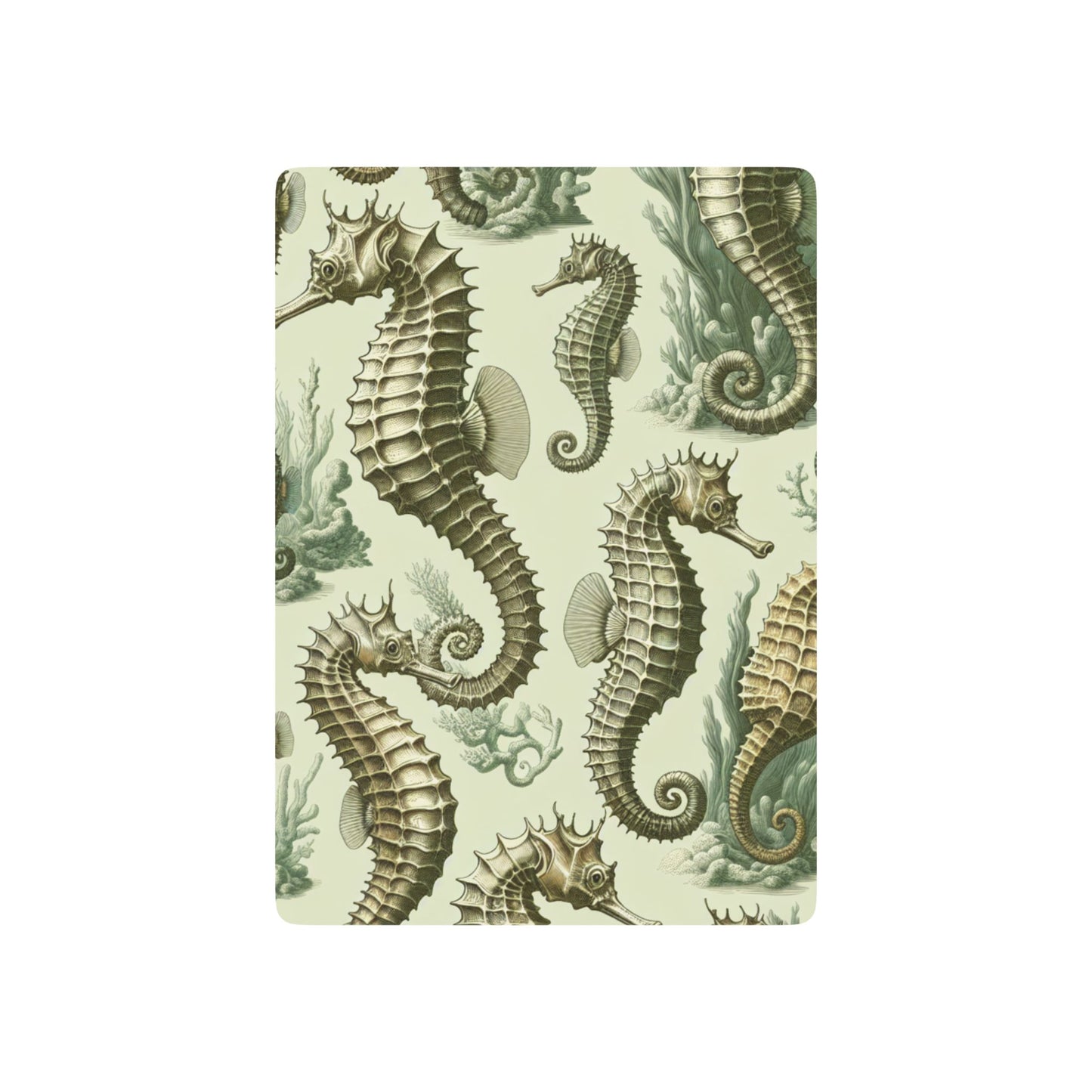 Poker Playing Cards - Green Toile Seashorses