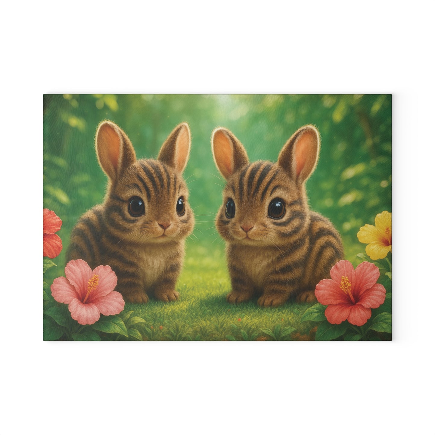 Glass Cutting Board, 2 sizes - Baby Sumatran Rabbits