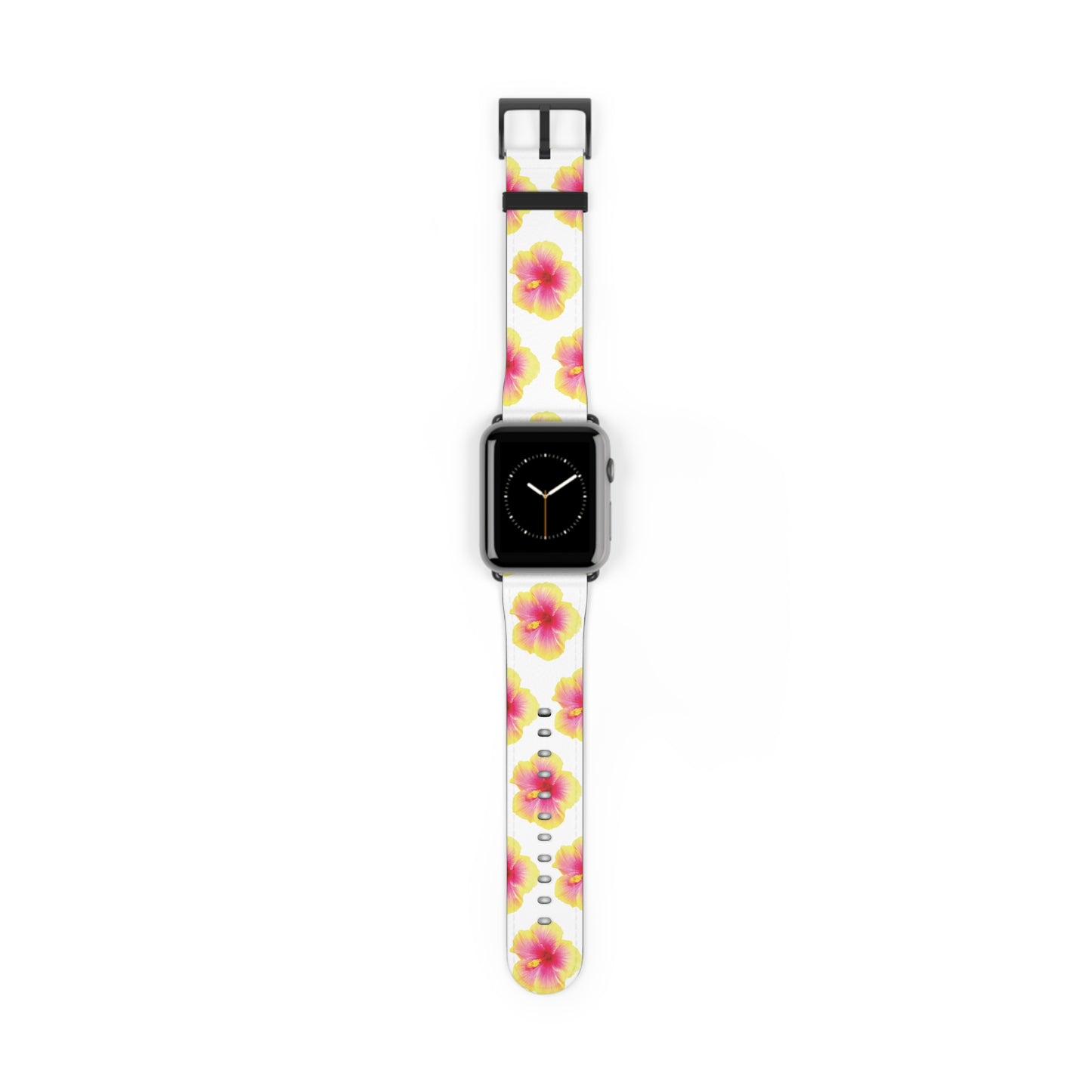 Apple Watch Band - REAL Yellow/Orange Hibiscus Flower, White