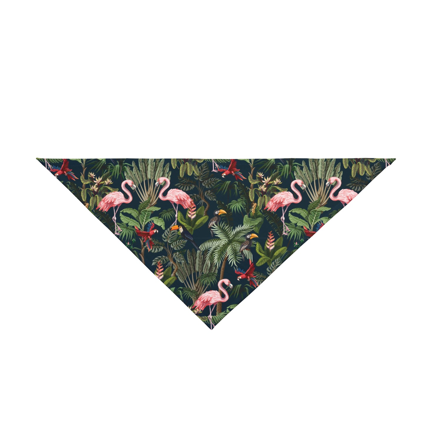 Flamingo Midnight Rainforest Party Tropical Pet Bandana, 2 Sizes - Stylish accessory for dogs & cats