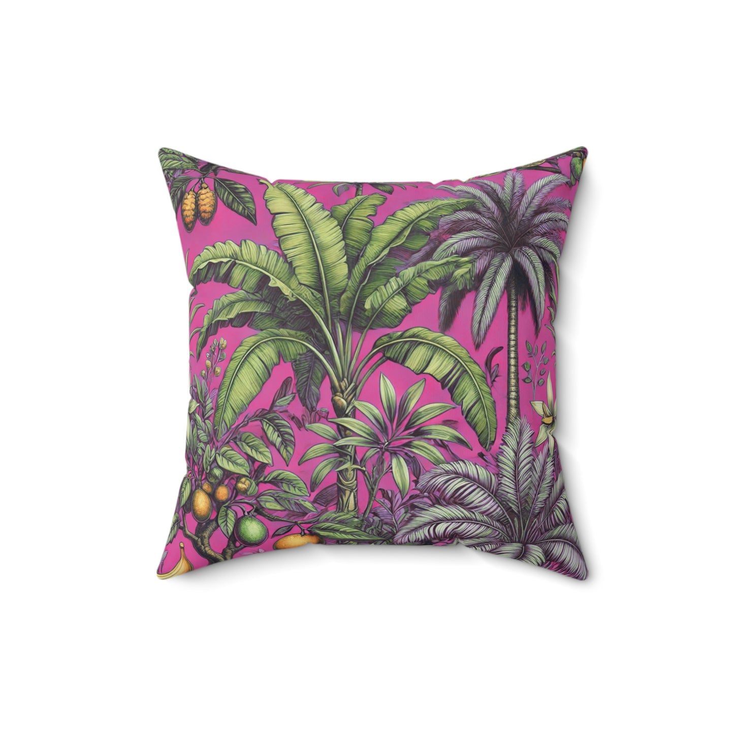 Decorative Pillow - Accent Cushion, 4 Sizes / Tropical Fruit, Hot Pink