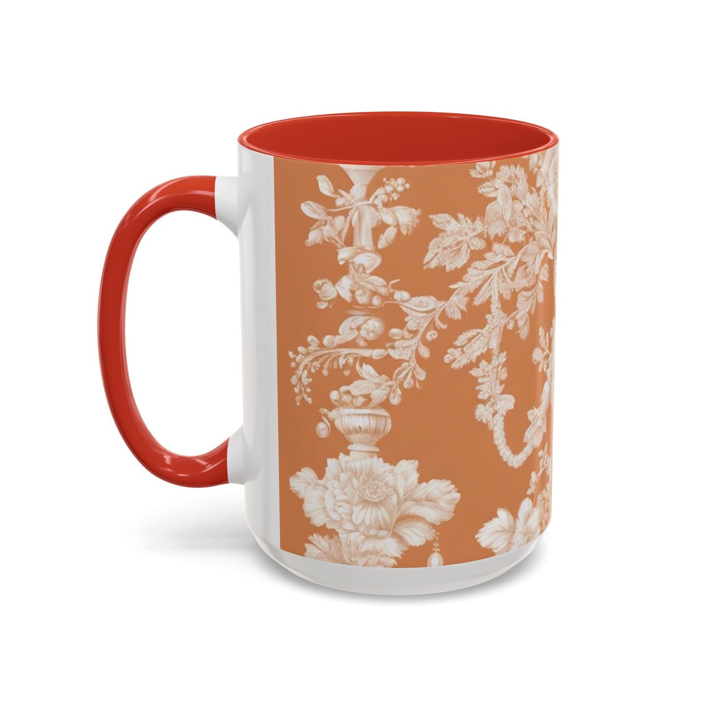 Accent Coffee Mug (11, 15oz), Pearl Lady Toile/Melon, Various Colors