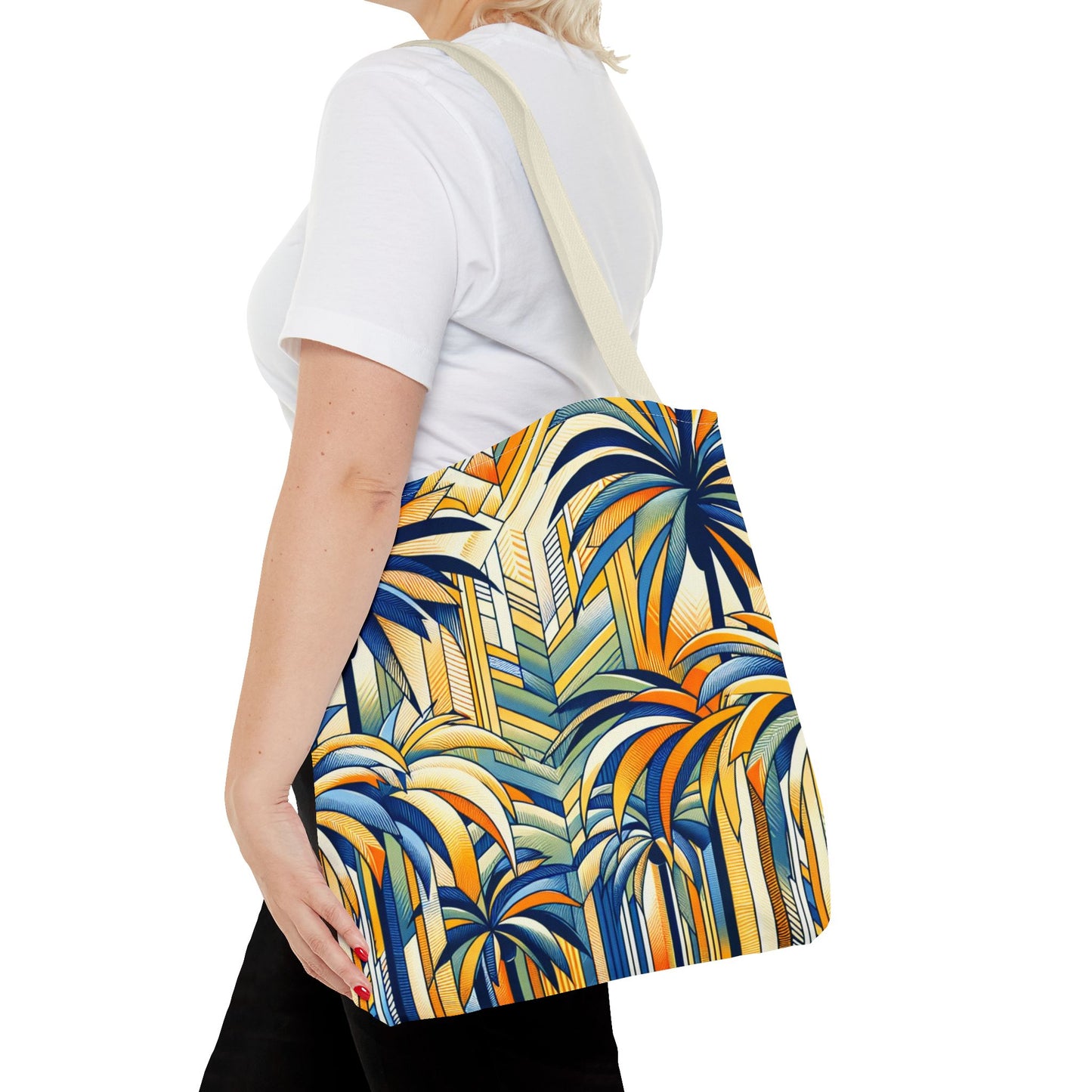 Stylized Palms Blue Tote Bag - 3 Sizes