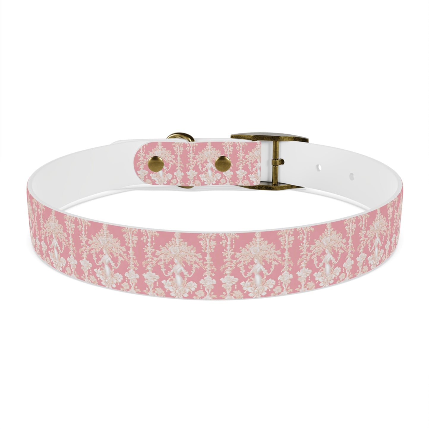 Dog Collar - Pearl Lady Toile, hibiscus pink