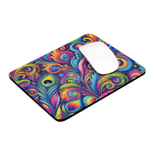 Tropical Mouse Pad, 2 Shapes - Beach Vibes for Home Office & Gamer / Feather Currents