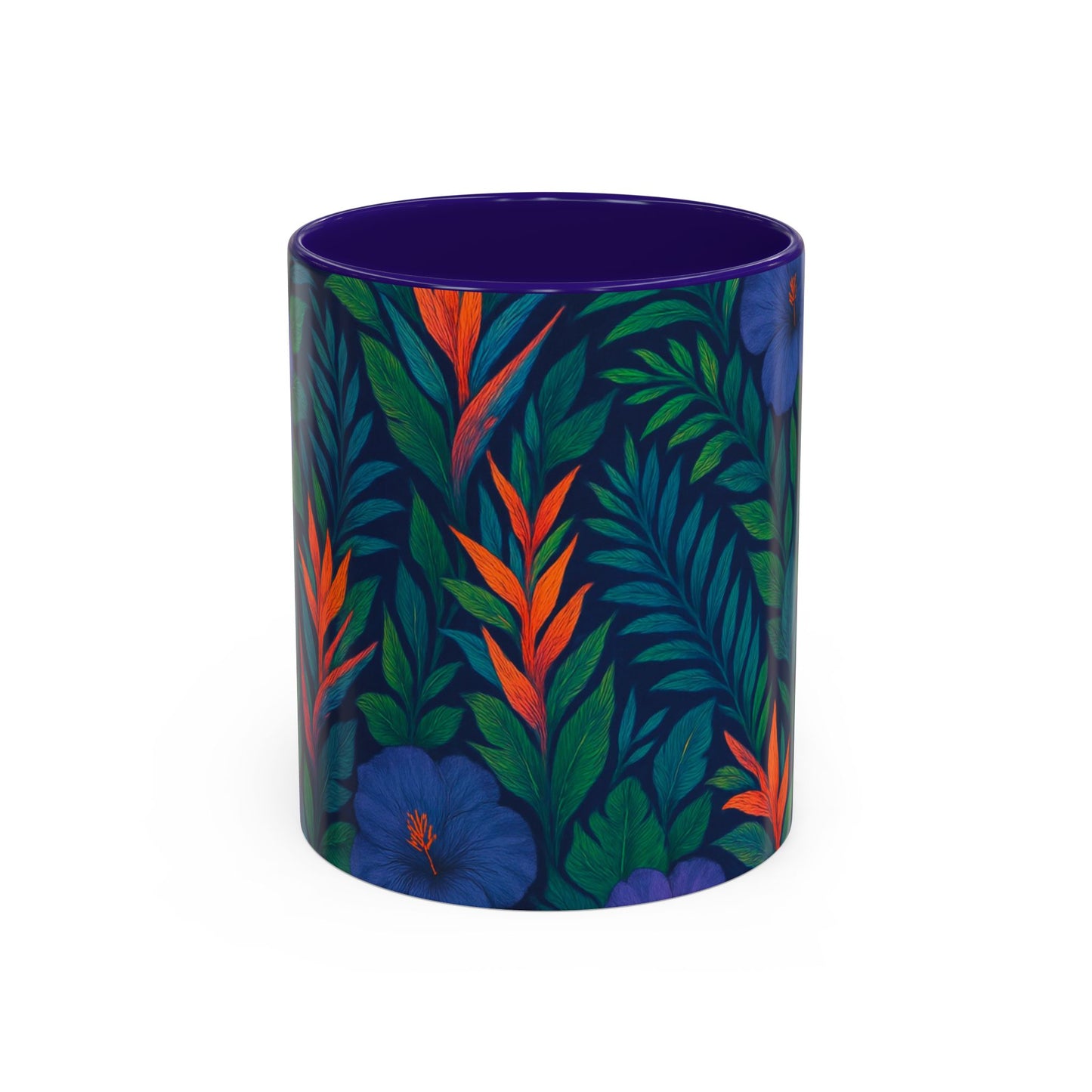 Vibrant Floral Coffee Mug - 11oz & 15oz / Midnight Flower Coral