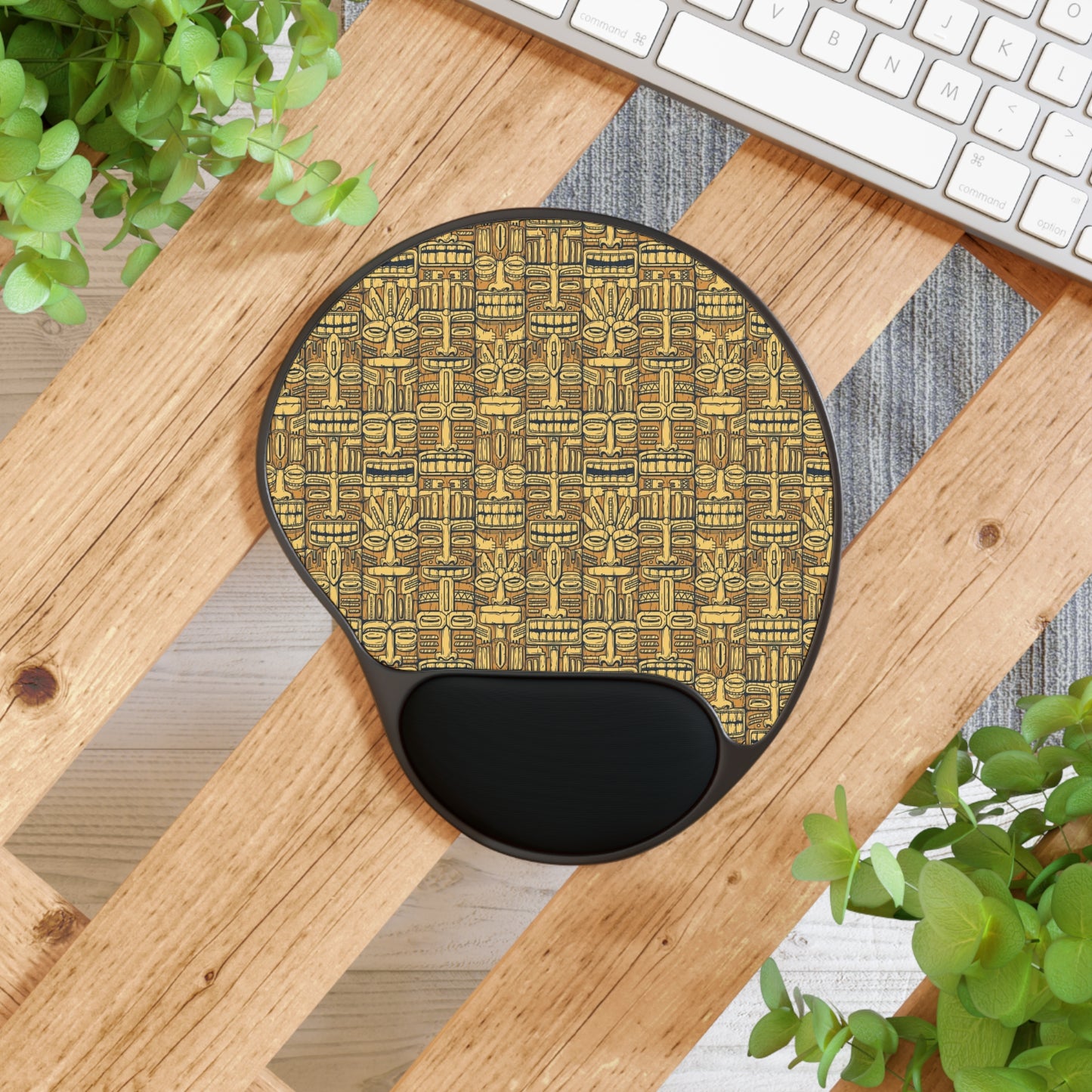 Mouse Pad With Wrist Rest - Old Tiki Totems