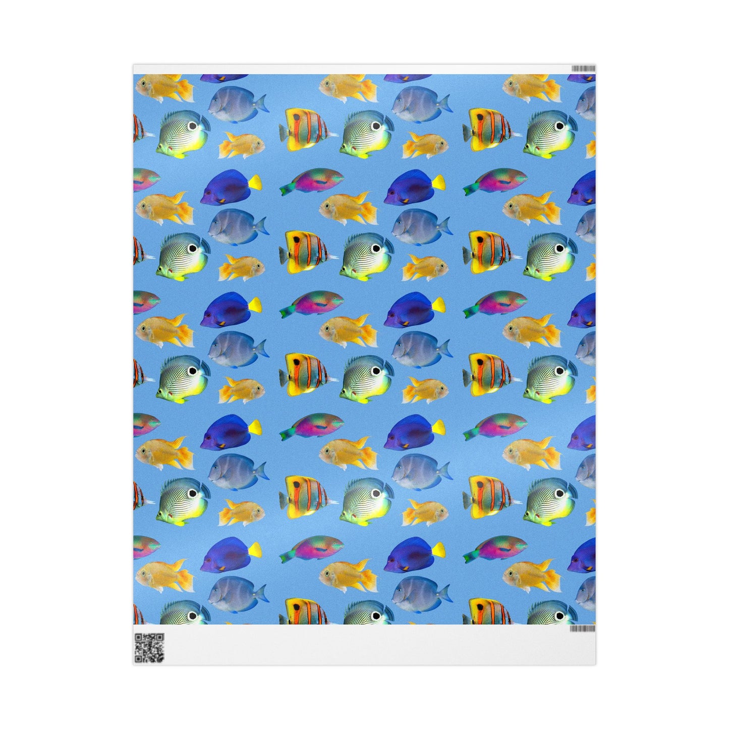 Wrapping Paper - Tropical Gift Wrap for All Occasions, 3 Sizes/2 Finishes / School of Fish, Lt. Blue