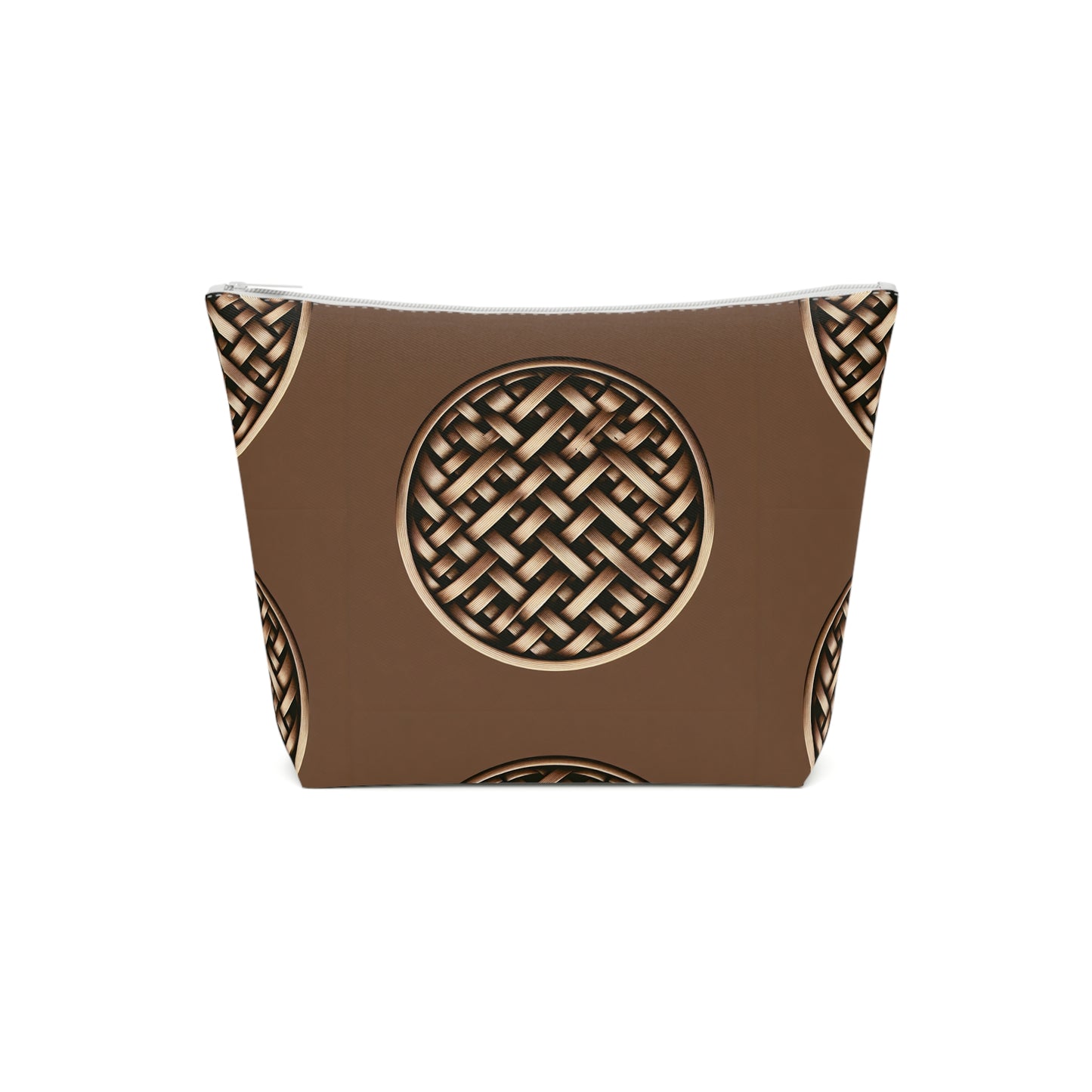 Tropical Cotton Cosmetic Bag - Makeup Pouch, 5 Sizes / Brown Wicker Button