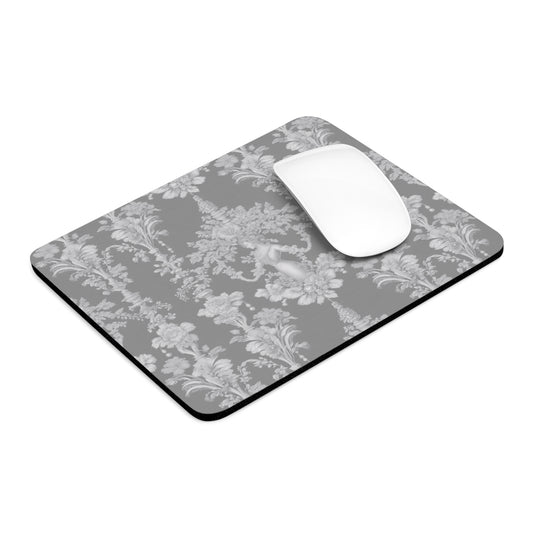Tropical Mouse Pad, 2 Shapes - Coastal Vibes for Home Office & Gamer / Pearl Lady Toile, Slate