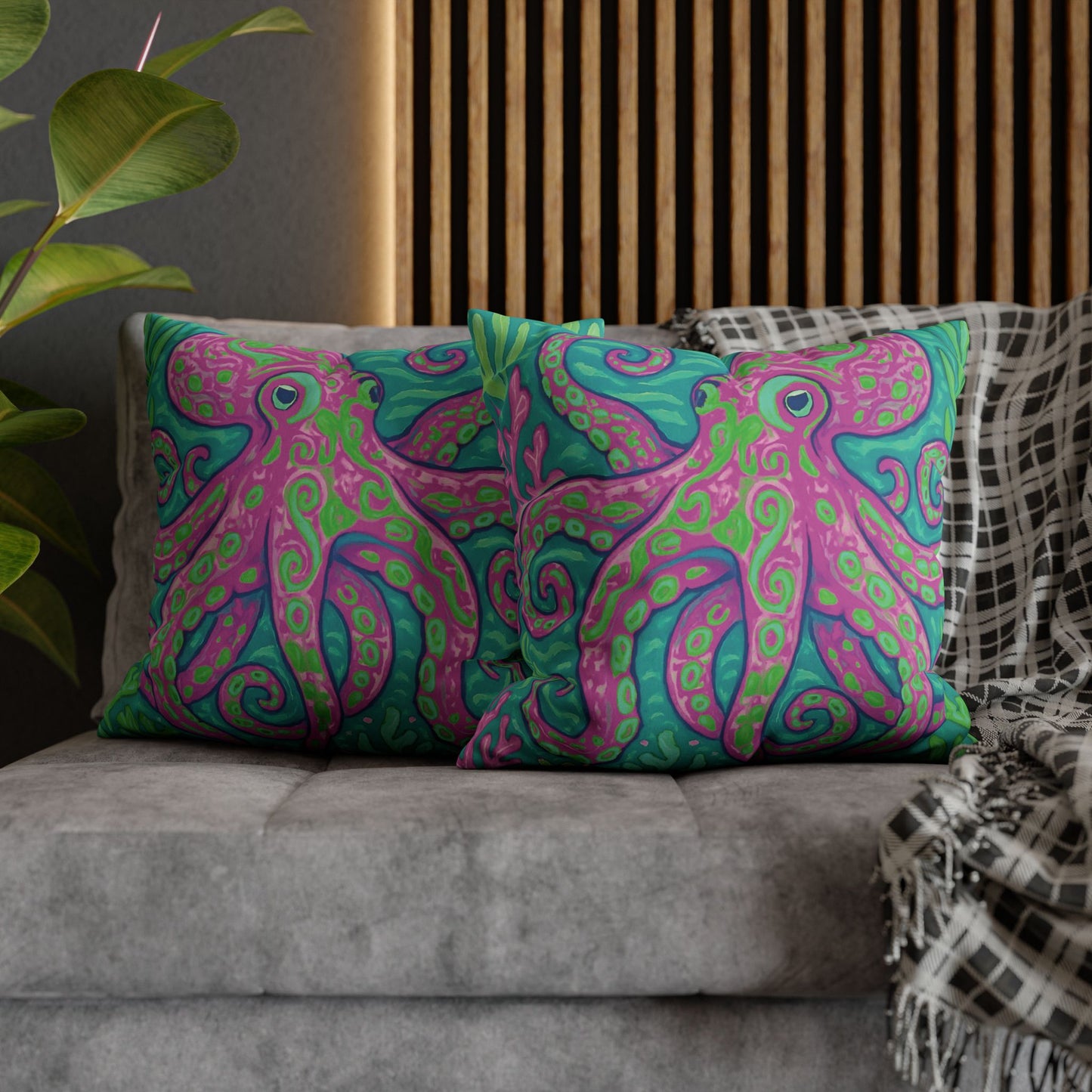 Faux Suede Square Pillowcase - Purple Kraken Joe