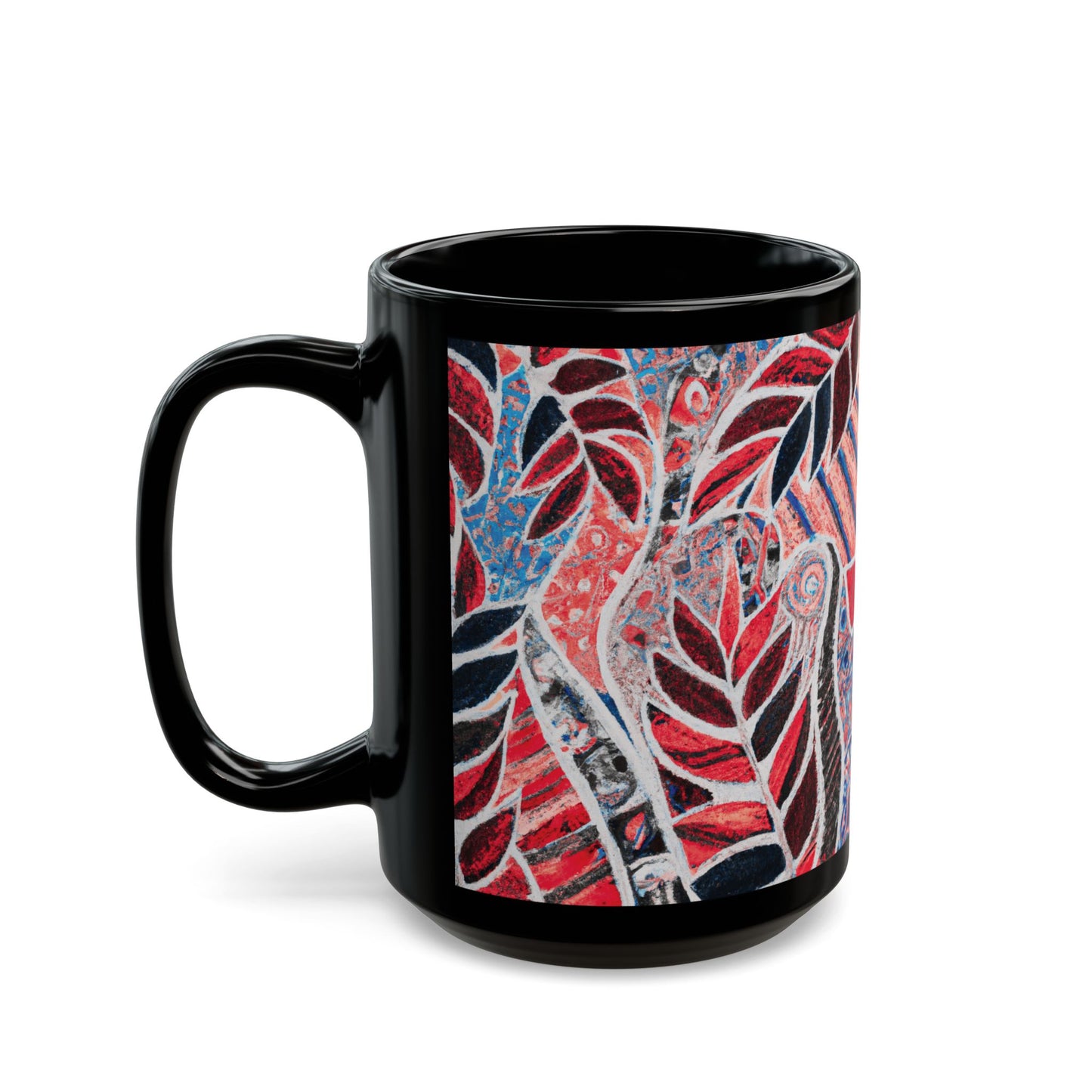 Black Coffee Mug - Amazon Whimsy, Red