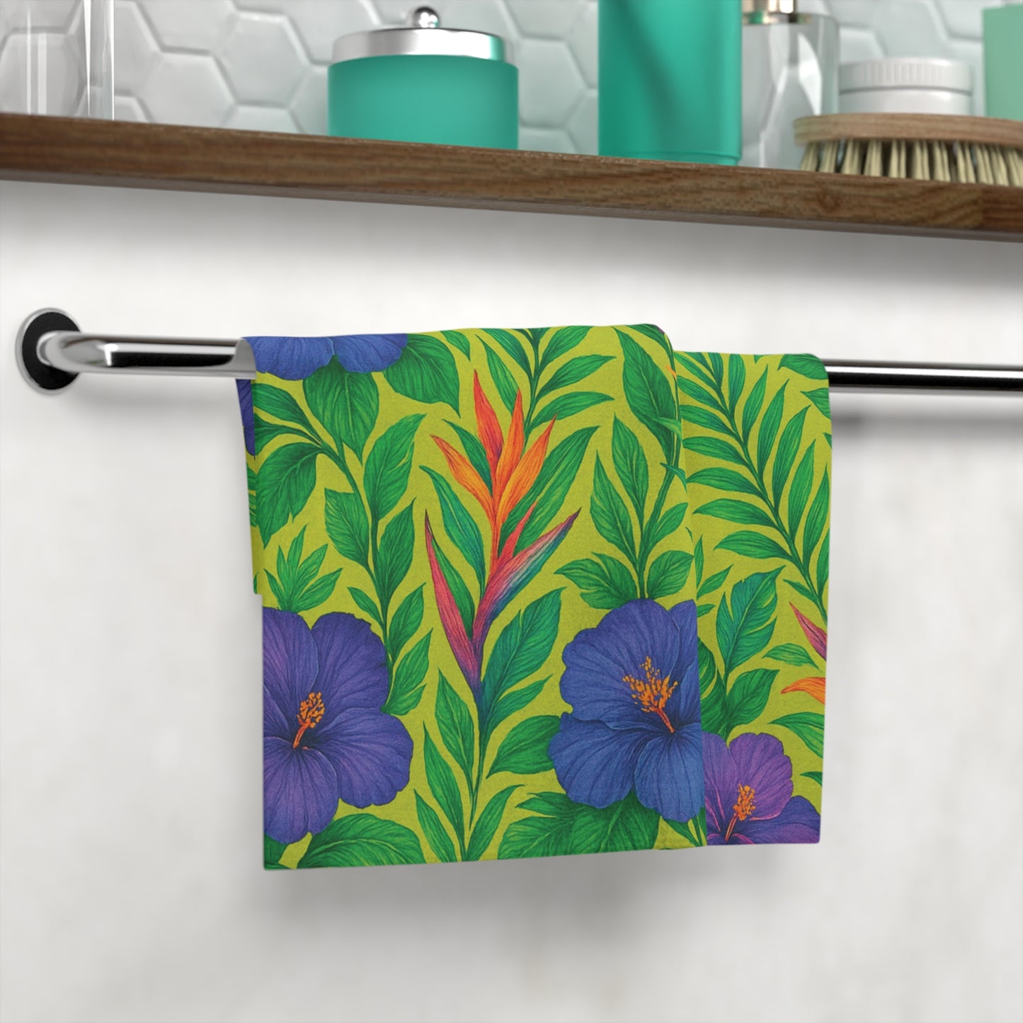 Face Towel - Midnight Flower Lime