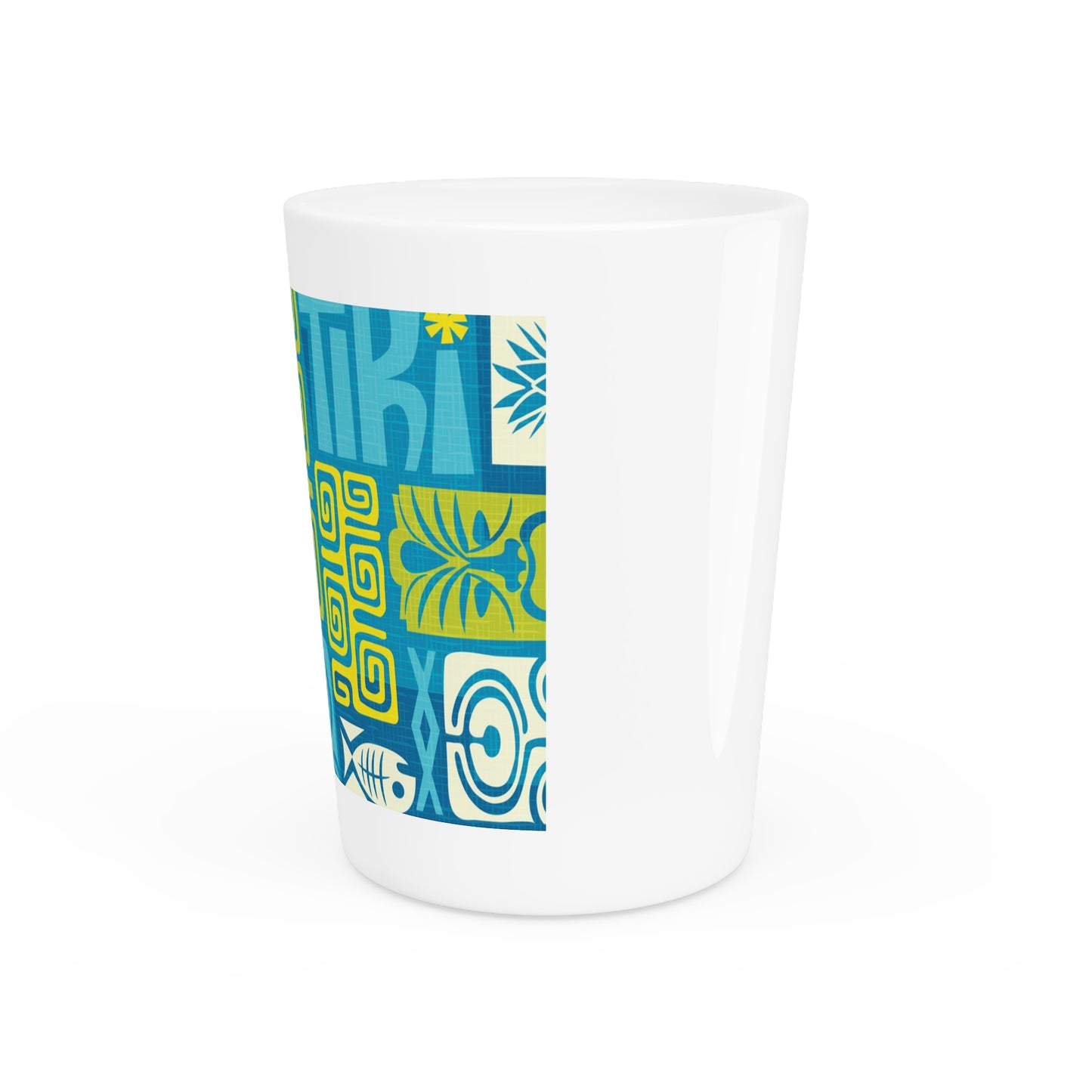 Ceramic Shot Glass - Tiki Poster Blue