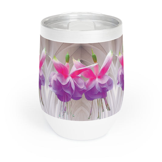 Chill Wine Tumbler, Pink Fuchsias