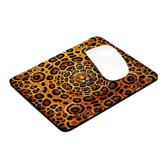 Tropical Mouse Pad, 2 Shapes - Beach Vibes for Home Office & Gamer / Kaleido Jaguar Spots