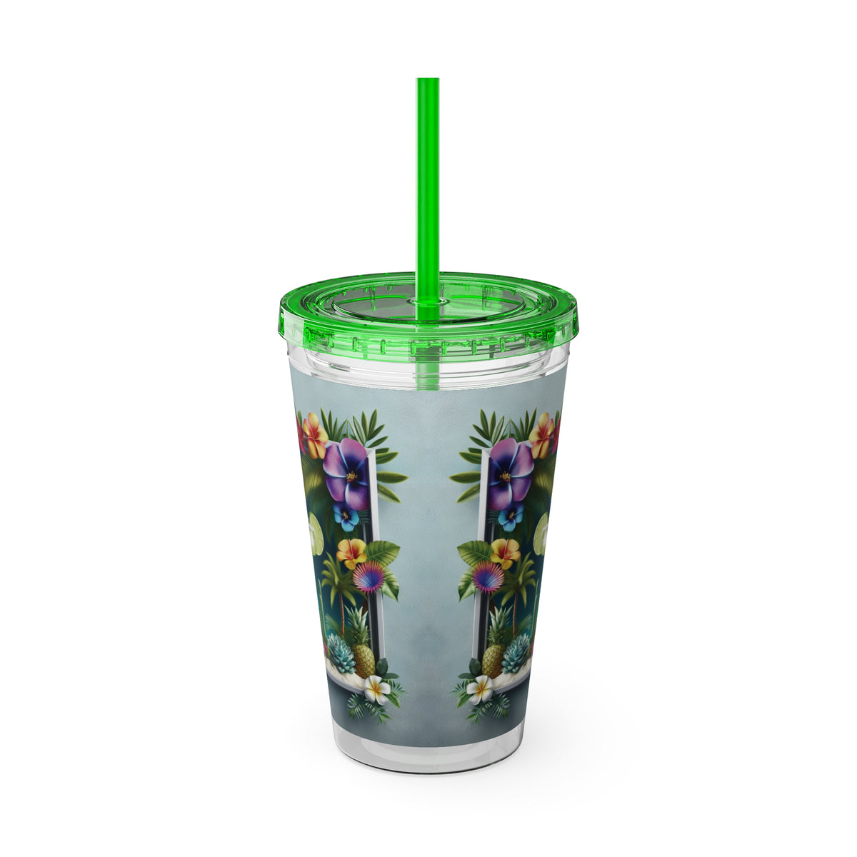 Tropical Tumbler with Straw | 16oz Colorful Travel Cup / Tropical Margarita