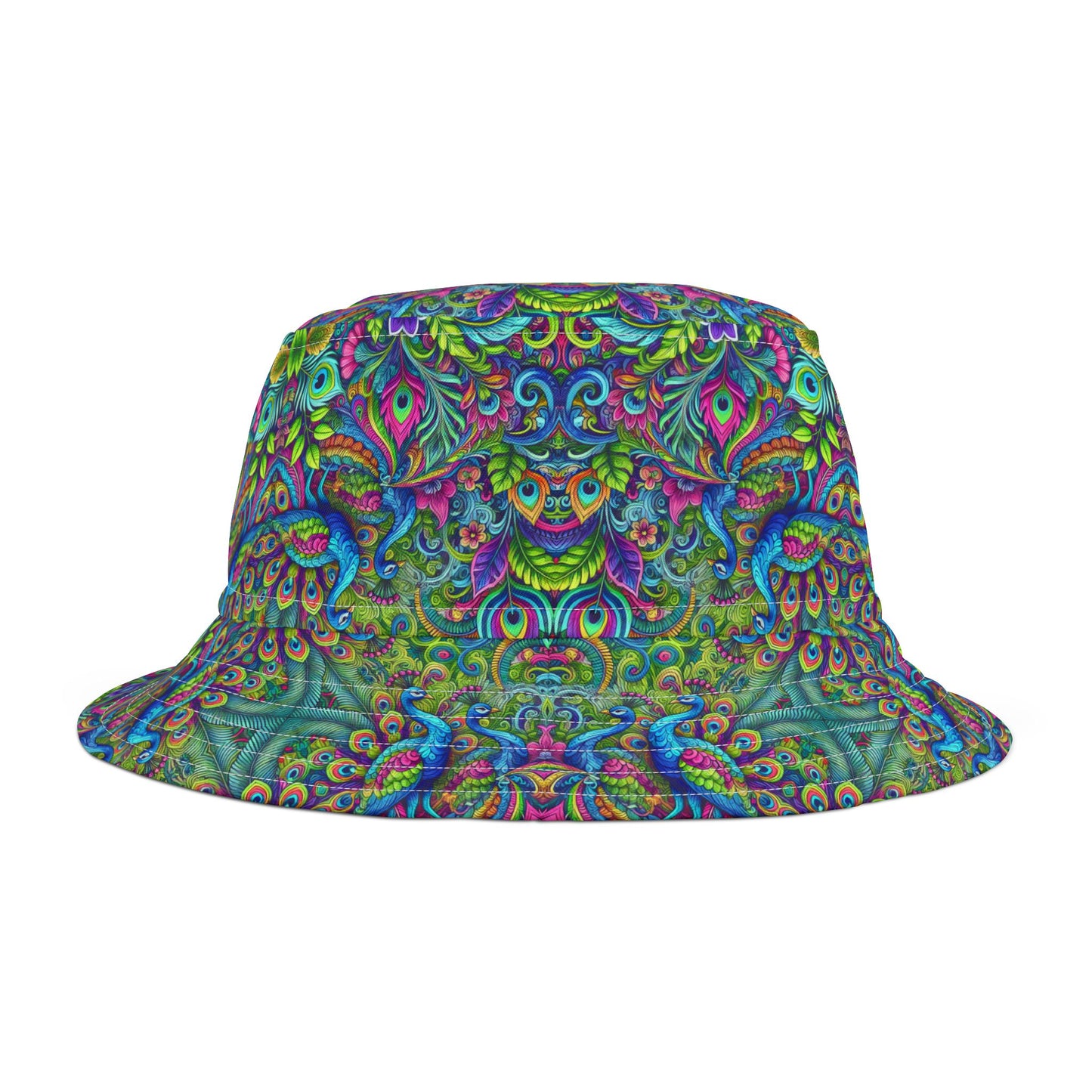 Tropical Polyester Bucket Hat, 2 Sizes - Peacock Prism