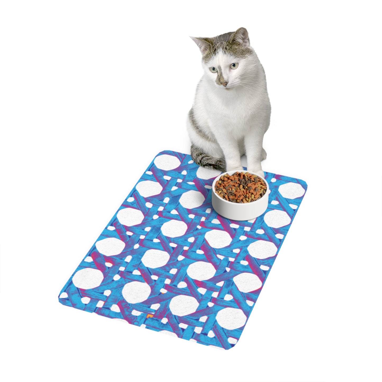 Pet Food Mat (12x18) - Turquoise Pop Beach Chair Wicker